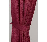 Homescapes Wine Red Velvet Jacquard Curtain Tie Back Pair