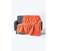 Homescapes Velvet Quilted Throw 100% Cotton, Soft & Luxurious Blanket in Burnt Orange | Size: 125 cm x 150 cm Homescapes Burnt Orange 125 cm x 150 cm