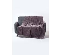 Homescapes Velvet Quilted Throw 100% Cotton, Soft & Luxurious Blanket In Dark Grey Dark Grey