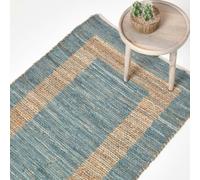 HOMESCAPES Veranda Grey and Nude Hemp Chindi Rug - 160 x 230 cm