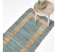 HOMESCAPES Veranda Grey and Nude Hemp Chindi Rug - 66 x 200 cm
