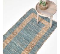 Homescapes Veranda Grey And Nude Hemp Chindi Rug, 66 X 200 Cm