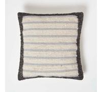 Homescapes Veria Handwoven Grey Stripe Kilim Cushion 45 X 45 Cm