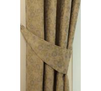 Homescapes Vintage Floral Jacquard Curtain Tie Back Pair In Gold Gold One Size