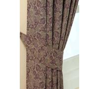 (Purple) Vintage Floral Jacquard Curtain Tie Back Pair