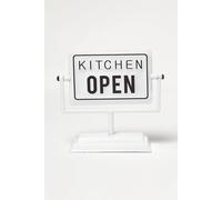 HOMESCAPES Vintage Metal Kitchen Open Closed Sign Stand - 19 x 20 cm | Retro tin style open closed sign for home bars and shops. Precision-crafted 100% iron double sided countertop display stand.