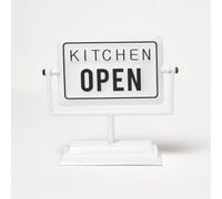 HOMESCAPES Vintage Metal Kitchen Open Closed Sign Stand - 19 x 20 cm | Retro tin style open closed sign for home bars and shops. Precision-crafted 100% iron double sided countertop display stand.