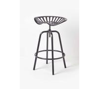 (Black) Vintage Style Metal Adjustable Tractor Seat Bar Stool
