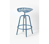 Homescapes Vintage Style Metal Adjustable Tractor Seat Bar Stool In Blue Blue One Size