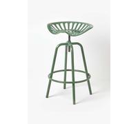 Homescapes Vintage Style Metal Adjustable Tractor Seat Bar Stool In Green Green