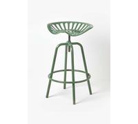 Vintage Style Metal Adjustable Tractor Seat Bar Stool Homescapes Green One Size
