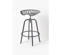 Homescapes Vintage Style Metal Adjustable Tractor Seat Bar Stool In Grey Grey One Size