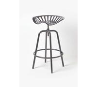 Vintage Style Metal Adjustable Tractor Seat Bar Stool Homescapes Grey One Size