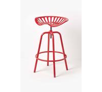 Homescapes Vintage Style Metal Red Adjustable Tractor Seat Bar Stool