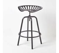 Vintage Style Metal Adjustable Tractor Seat Bar Stool Homescapes Black One Size