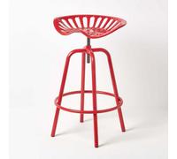 Vintage Style Metal Adjustable Tractor Seat Bar Stool Homescapes Red One Size