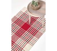 Homescapes Walker Red Tartan Check Non-Slip 100% Wool Hall Runner, 66 X 200 Cm Red 66cm x 200cm