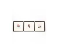 HOMESCAPES Wall Decoration Set of 3 Frames with Picture, Peonies