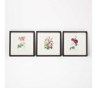HOMESCAPES Wall Decoration Set of 3 Frames with Picture, Roses