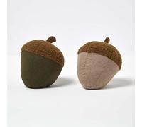 HOMESCAPES Weighted Door Stop Animal, Decorative Cute Acorn Nut, Set of 2 Novelty Heavy Fabric Doorstop, Stuffed Polyester Weights Stopper for Floor Indoor Decoration for Home & Office