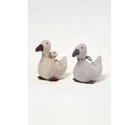 Homescapes Weighted Duck Fabric Doorstop Pair In Grey Grey