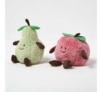 HOMESCAPES Weighted Fabric Door Stop, Decorative Cute Fruits, Set of 2, Heavy Novelty Doorstop, Polyester & Sand, Indoor Decoration for Home & Office - Apple & Pear 1.5kg