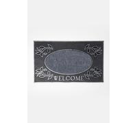 Homescapes Welcome' Door Mat, 75 x 45 cm in Silver | Size: 45 cm x 75 cm Homescapes Silver 45 cm x 75 cm
