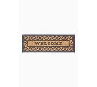 HOMESCAPES 'Welcome' Coir Door Mat 75 x 25 cm with Rubber Non-Slip Back Indoor and Outdoor Doormat
