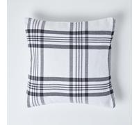 Homescapes White & Black Tartan Pattern Cushion Cover, 60 X 60 Cm