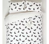 Scottie Dog Digitally Printed Cotton Duvet Cover Set Homescapes White King