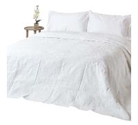 Homescapes White Cotton Rich Floral Metelassé Pattern Bedspread, Double