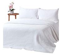 Cotton Contemporary Diamond Pattern Bedspread Homescapes White Double