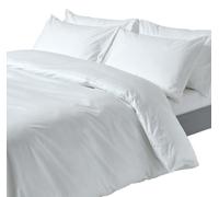 HOMESCAPES White Pure Egyptian Cotton Duvet Cover Set Super King 200 TC 400 Thread Count Equivalent 2 Pillowcases Included Quilt Cover Bedding Set