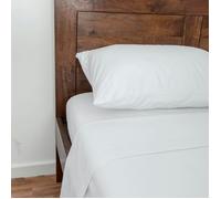 HOMESCAPES White Luxury Brushed Cotton Flannelette Flat Sheet 100% Cotton - White - King