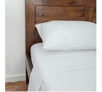 HOMESCAPES White Luxury Brushed Cotton Flannelette Flat Sheet 100% Cotton - White - Single