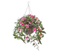 Homescapes White, Orange and Pink Impatiens Hanging Basket, 85 cm