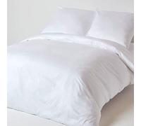 HOMESCAPES White Organic Cotton Duvet Cover Set Euro Size 240 x 220 cm 400TC 600 Thread Count Equivalent Quilt Cover Bedding Set 2 Pillowcases Included