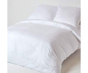 HOMESCAPES White Organic Cotton Duvet Cover Set Euro Size 240 x 220 cm 400TC 600 Thread Count Equivalent Quilt Cover Bedding Set 2 Pillowcases Included