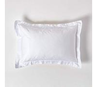 HOMESCAPES White Organic Cotton Oxford Pillowcase Standard Size 400TC 600 Thread Count Equivalent Housewife Pillow Case