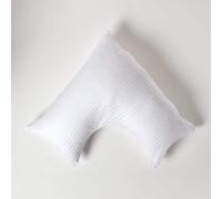 HOMESCAPES White Pure Egyptian Cotton V-Shape Pillowcase 330 TC 500 Thread Count Percale Equivalent Satin Stripe Pillow Case For Nursing Pregnancy and Elderly Pack of 4