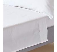 HOMESCAPES White Pure Organic Cotton Flat Sheet Super King Size 400TC 600 Thread Count Equivalent Bed Sheet