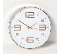 HOMESCAPES White & Rose Gold Wall Clock 30 cm Wide Modern Style Kitchen or Office Clock