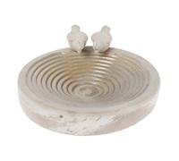 Homescapes White Round Concrete Birdbath Heavyweight With Love Birds Decoration