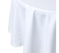 HOMESCAPES White Table Cloth, Plain Cotton Round Tablecloth, Handcrafted & Durable Dining Table Cover with Hem Stitch, Hypoallergenic, Washable, 178cm