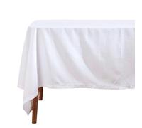 HOMESCAPES White Table Cloth, Plain Cotton Tablecloth, Square, Handcrafted & Durable Dining Table Cover with Hem Stitch, Hypoallergenic, Washable, 137 x 137cm