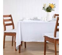 HOMESCAPES White Table Cloth, Plain Cotton Tablecloth, Rectangular, Handcrafted & Durable Dining Table Cover with Hem Stitch, Hypoallergenic, Washable, 137 x 178cm