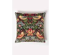 Homescapes Black William Morris Strawberry Thief Velvet Cushion