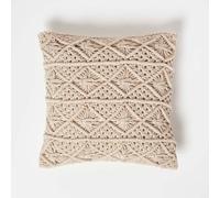 Homescapes Willow Handwoven Natural Macrame Cushion 45 X 45 Cm