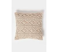 Willow Handwoven Natural Macrame Cushion Homescapes Natural 45cm x 45cm