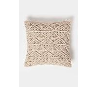 Willow Handwoven Natural Macrame Cushion Homescapes Natural 45cm x 45cm